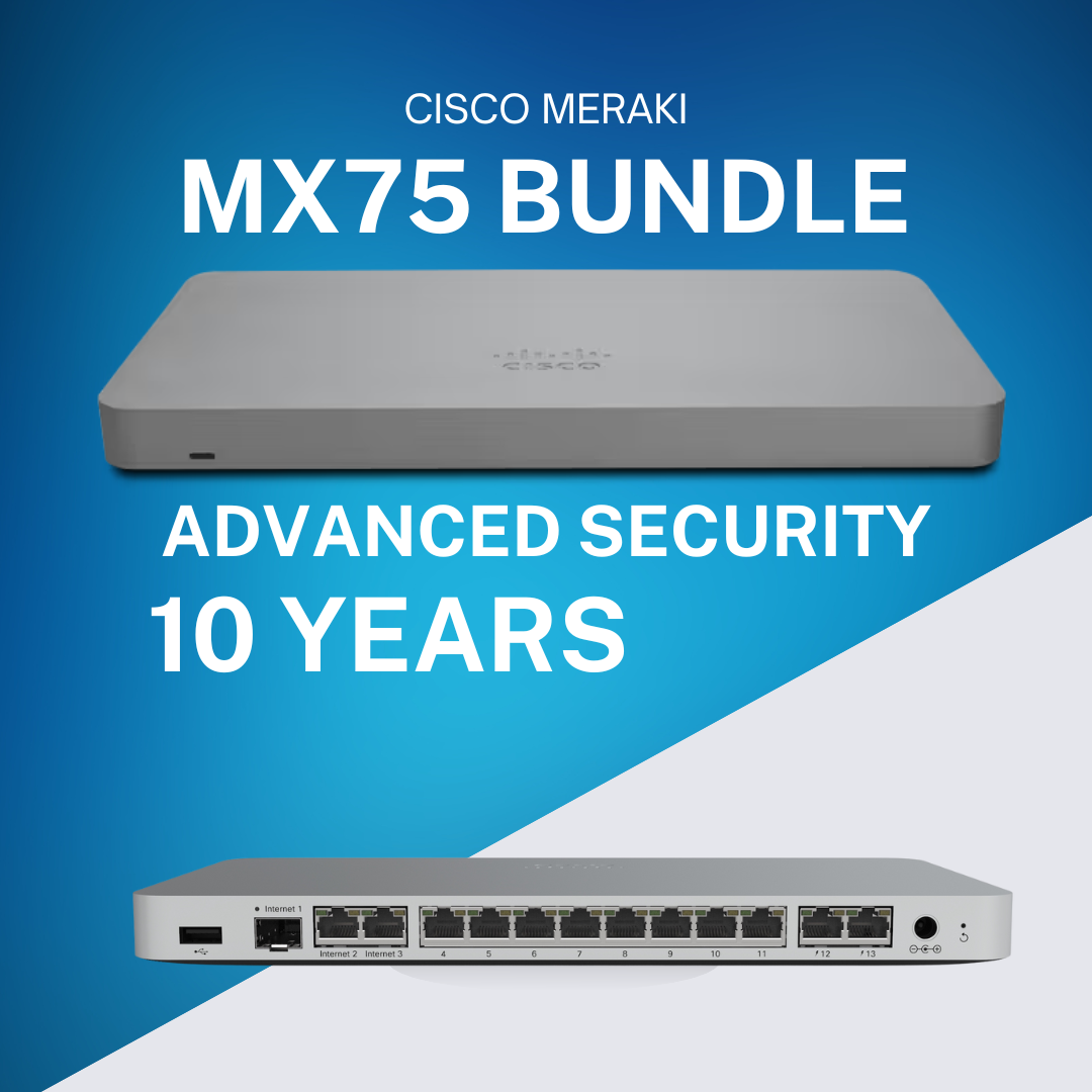 PROMO: CIsco Meraki MX 75 SD-WAN Firewall & Router : MX75-HW Bundle with Advanced Security License