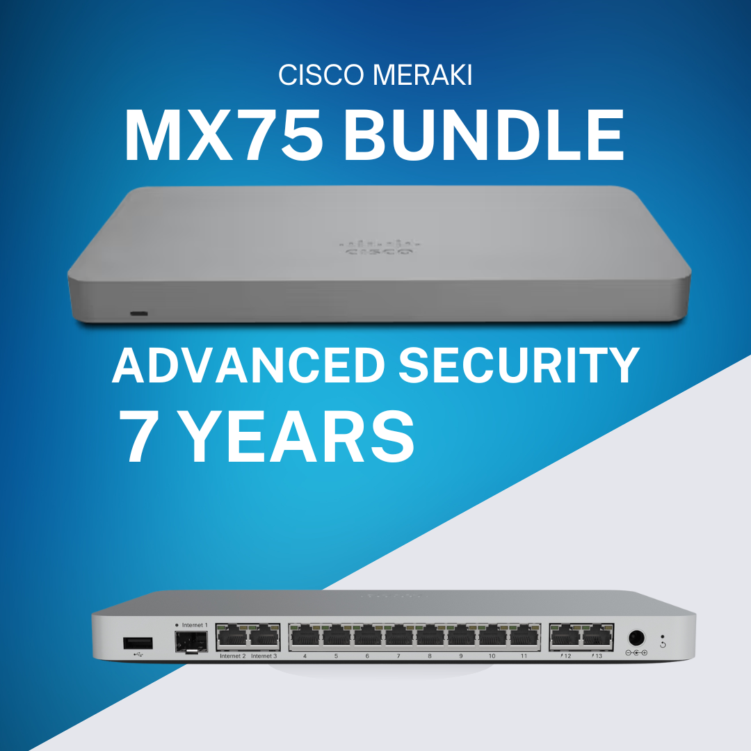 PROMO: CIsco Meraki MX 75 SD-WAN Firewall & Router : MX75-HW Bundle with Advanced Security License