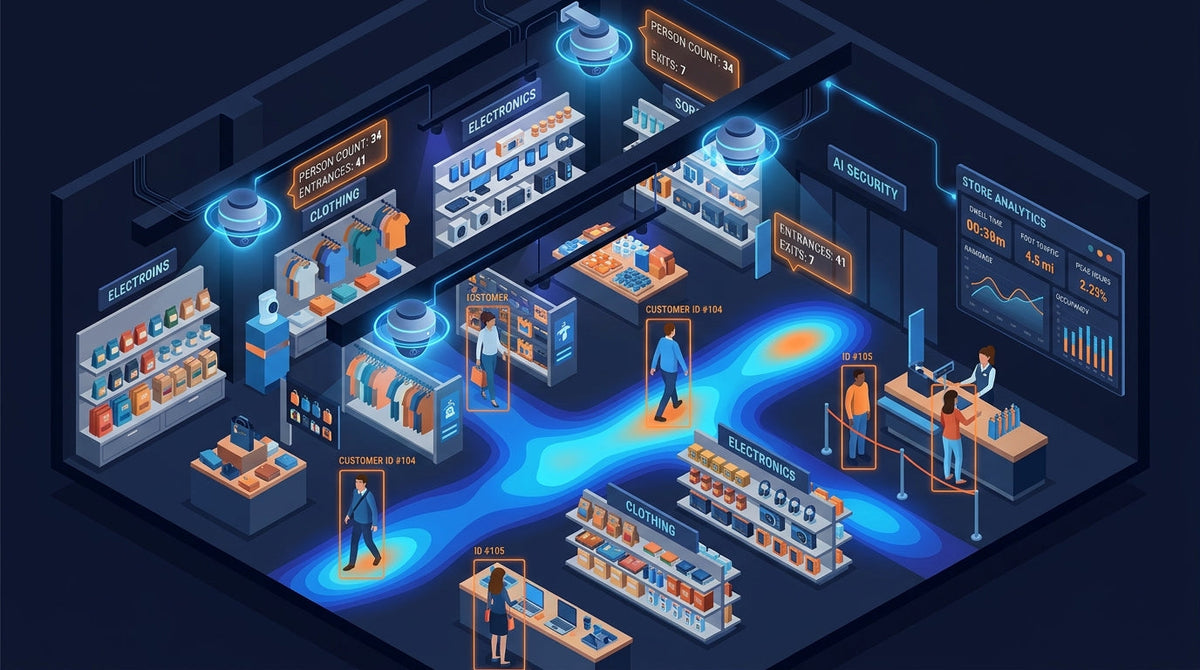 Cisco Meraki MV smart camera analytics retail store illustration