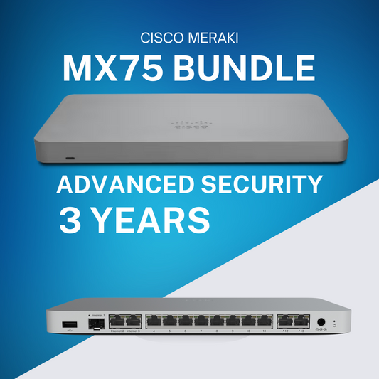 PROMO: CIsco Meraki MX 75 SD-WAN Firewall & Router : MX75-HW Bundle with Advanced Security License
